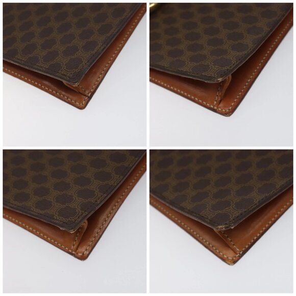 CELINE Macadam Canvas Shoulder Bag PVC Leather Brown Gold Auth BD908 - Picture 15 of 16